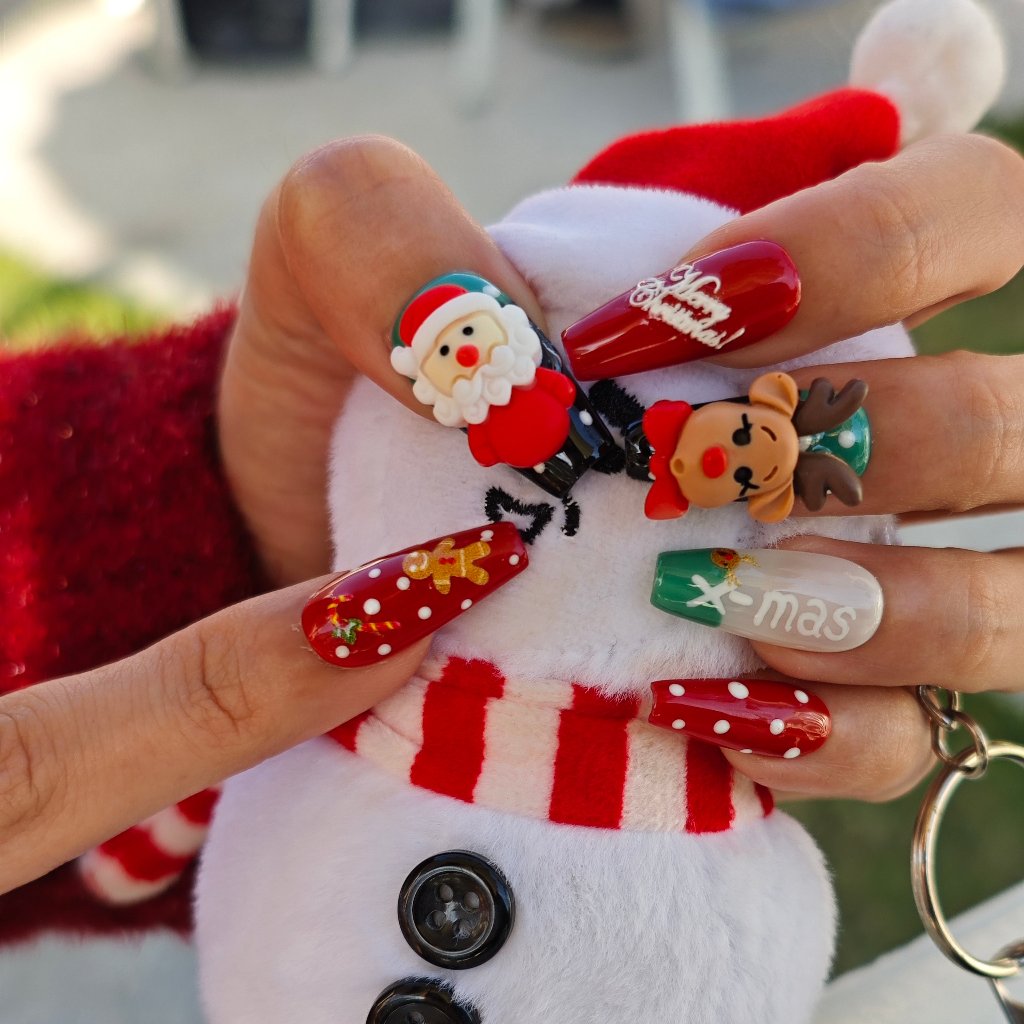 Jolly Reindeer Delight Handmade Press On Nails - Arcanus Nails