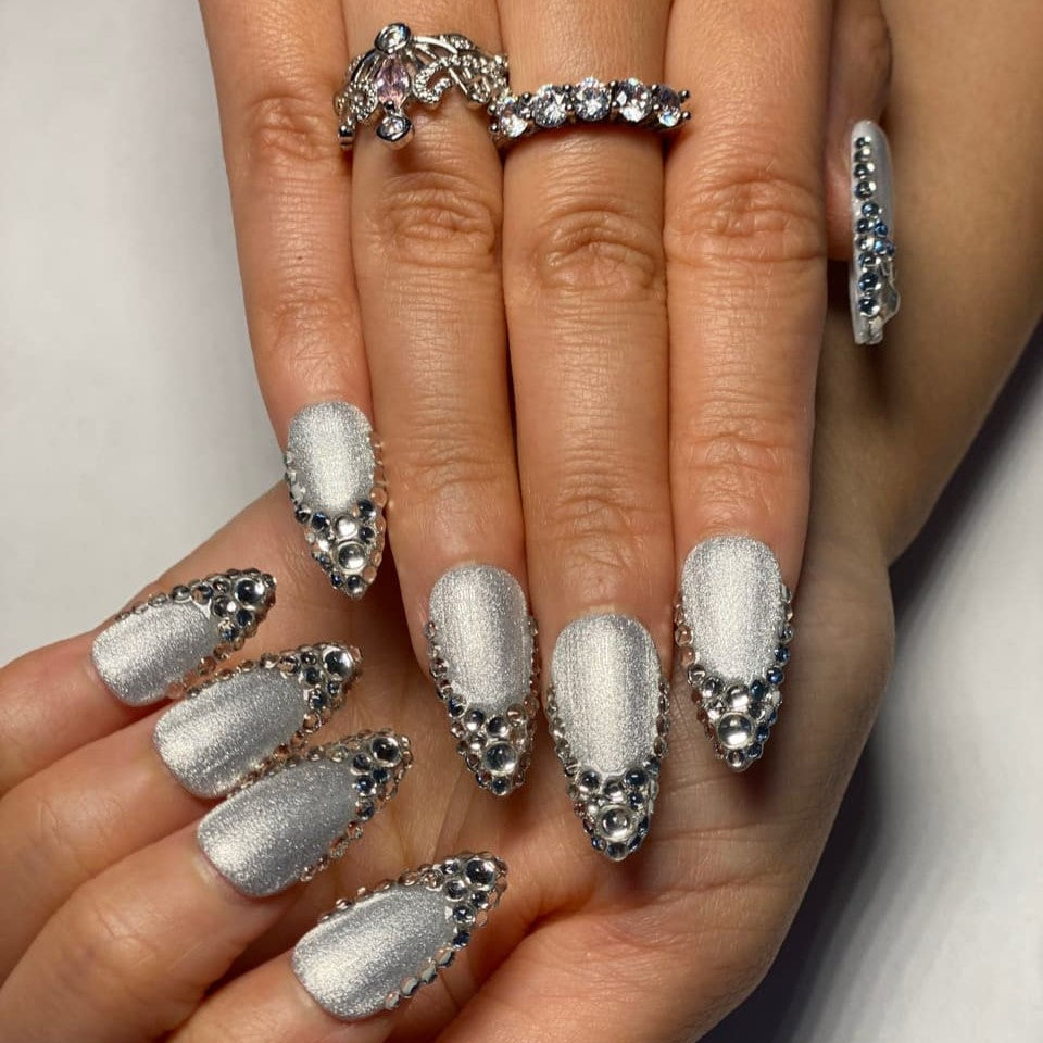 Crystal Frost Majesty Handmade Press On Nails - Arcanus Nails